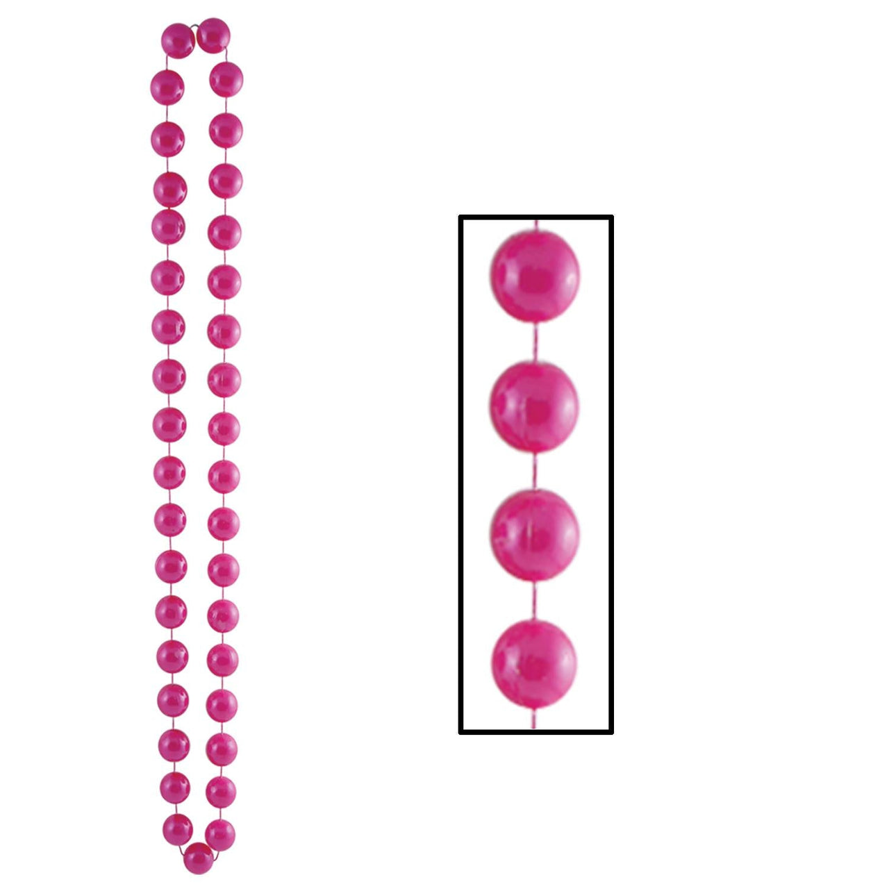 Jumbo Party Bead Necklaces - pearl pink - Bulk 12 Pack