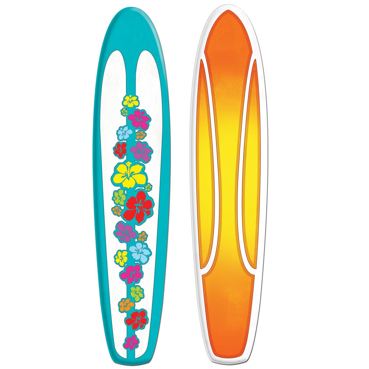 Luau Party Jointed Surfboard Decorations - Bulk 12 Pack