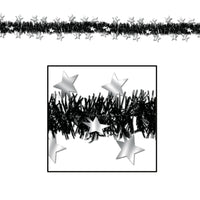 Metallic Star Party Garland - black/silver - Bulk 12 Pack