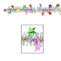 12 ft Metallic Star Party Garland - multi-color - Bulk 12 Pack