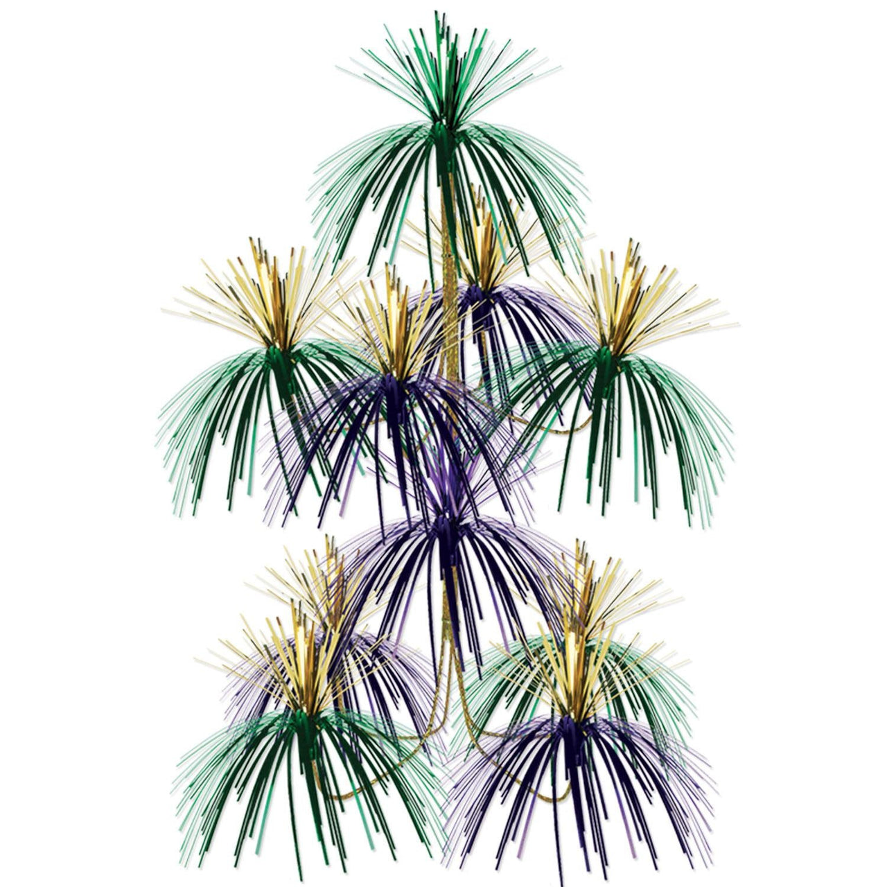 Mardi Gras Firework Chandelier - gold - green - purple - Bulk 12 Pack