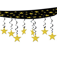 The Stars Are Out Party Ceiling Decoration - black/gold - Bulk 6 Pack