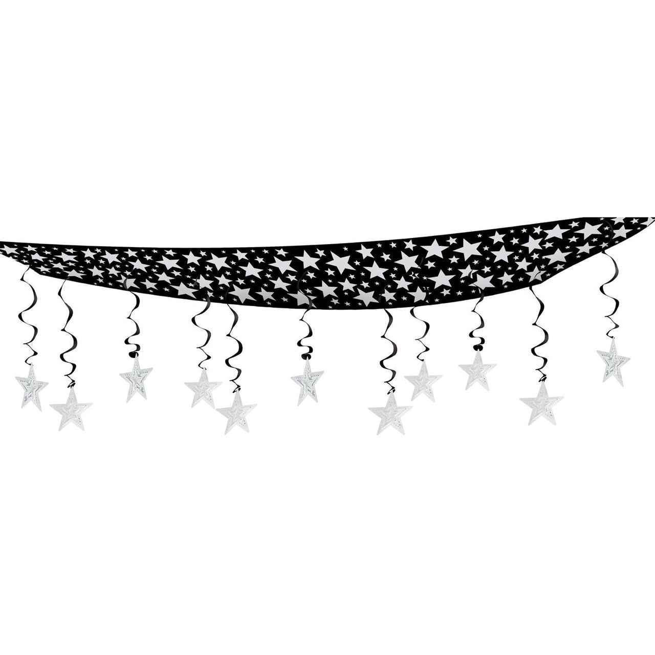 The Stars Are Out Party Ceiling Decoration - black/silver - Bulk 6 Pack