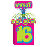 Sweet 16 Birthday Party Centerpiece- Pink and Green - Bulk 12 Pack