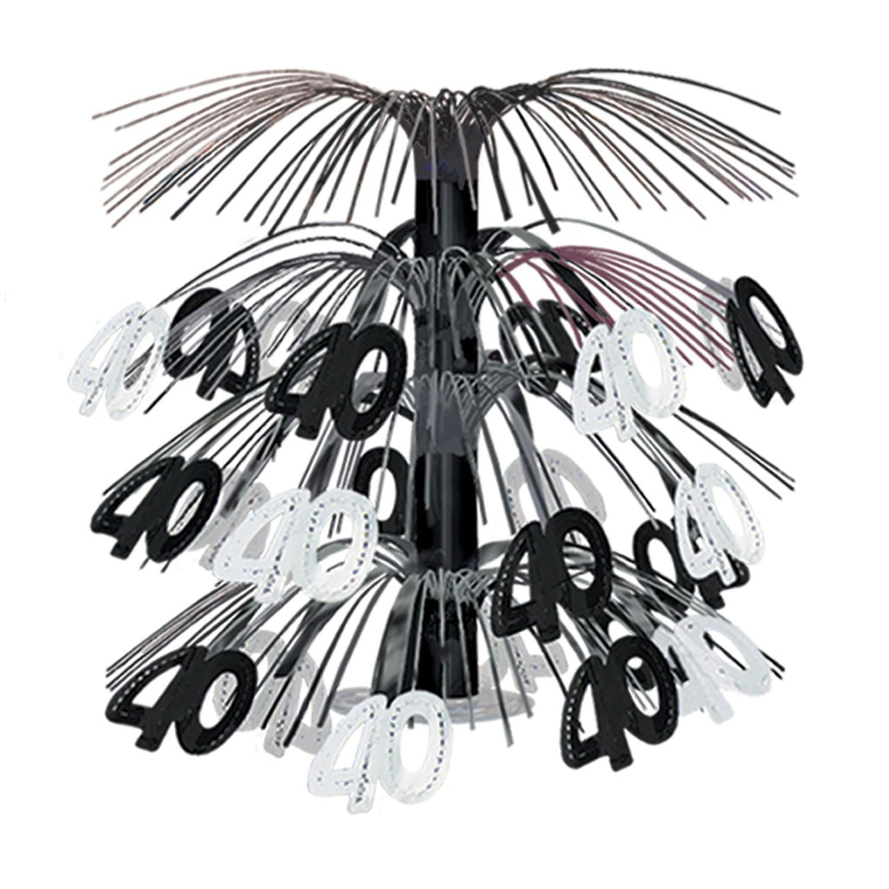 40th Birthday Party Cascade Centerpiece - black/silver - Bulk 6 Pack