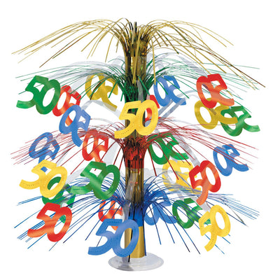 50th Birthday Party Cascade Centerpiece - multi-color - Bulk 6 Pack