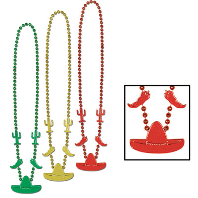 Fiesta Bead Necklaces - Asst colors - Bulk 36 Pack