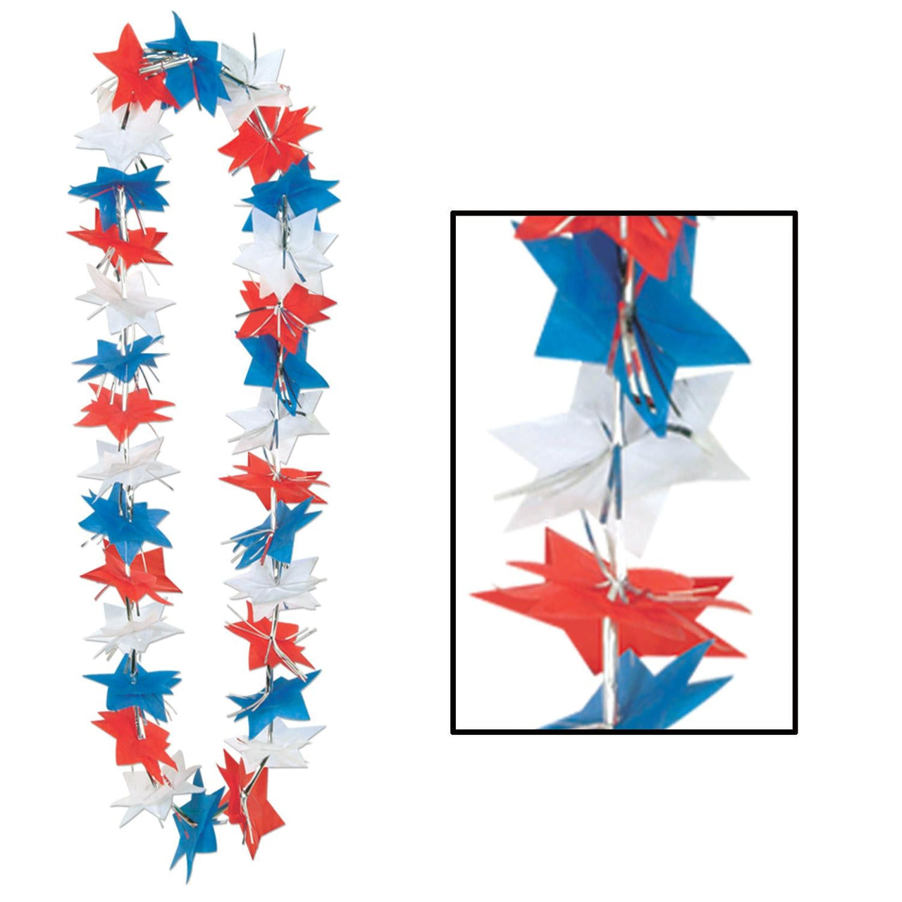 Patriotic Star Party Lei - Bulk 12 Pack