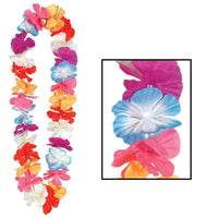 Luau Party Silk 'N Petals Parti-Color Lei - Bulk 12 Pack