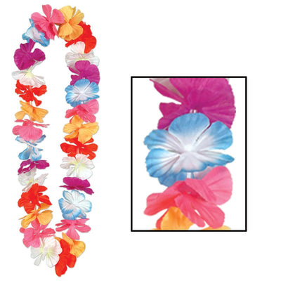 Luau Party Silk 'N Petals Parti-Color Lei - Bulk 12 Pack
