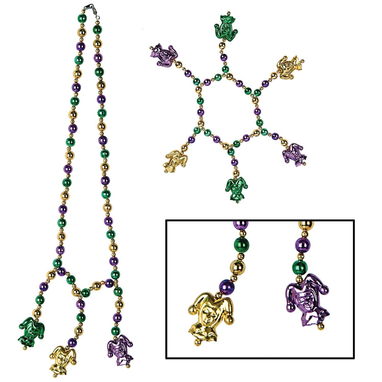 Mardi Gras Bead Necklaces Choker/Bracelet Set - Bulk/12 sets
