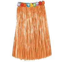 Adult Artificial Grass Hula Skirt - natural - with floral waistband - Bulk 12 Pack