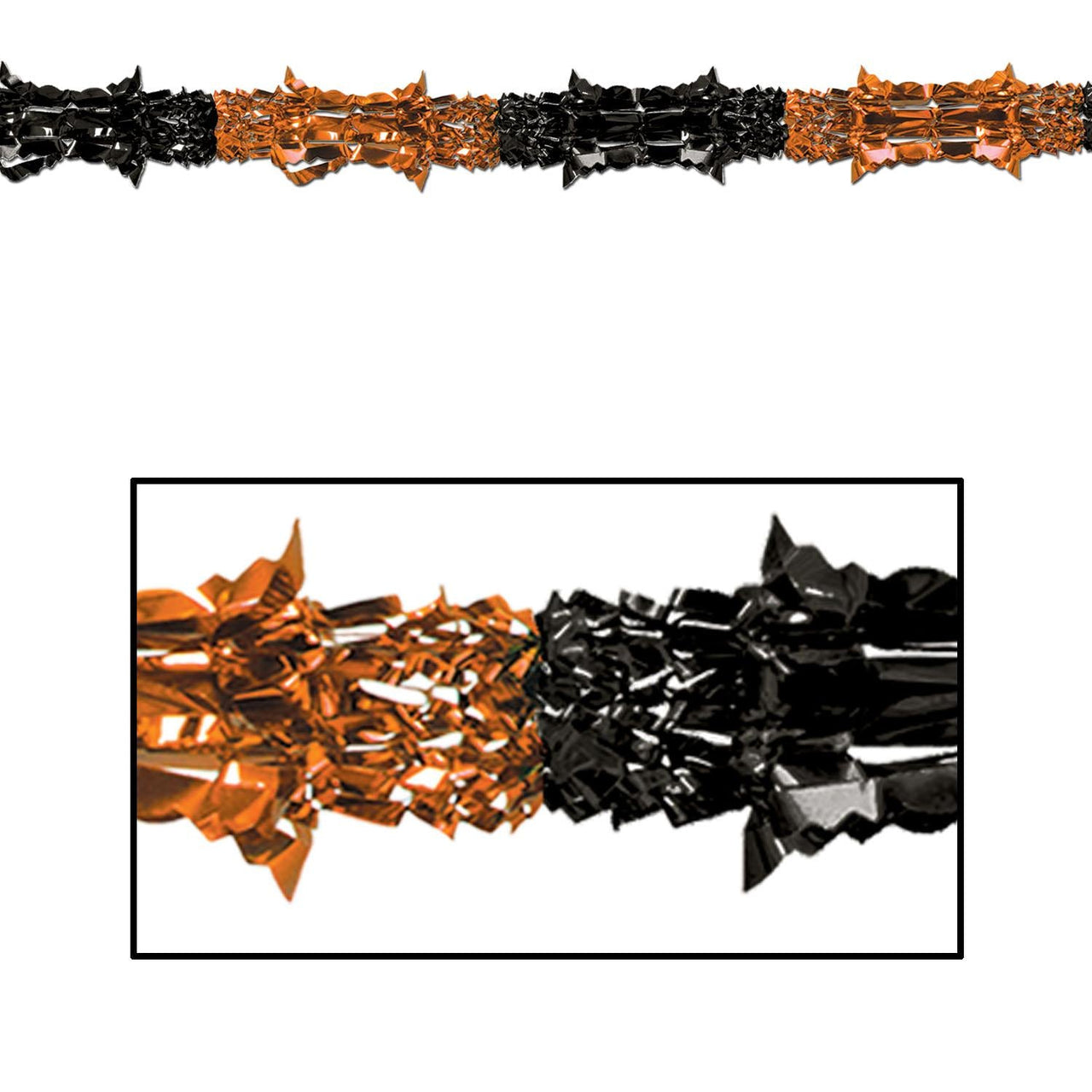 Halloween Metallic Garland - orange/black - Bulk 12 Pack