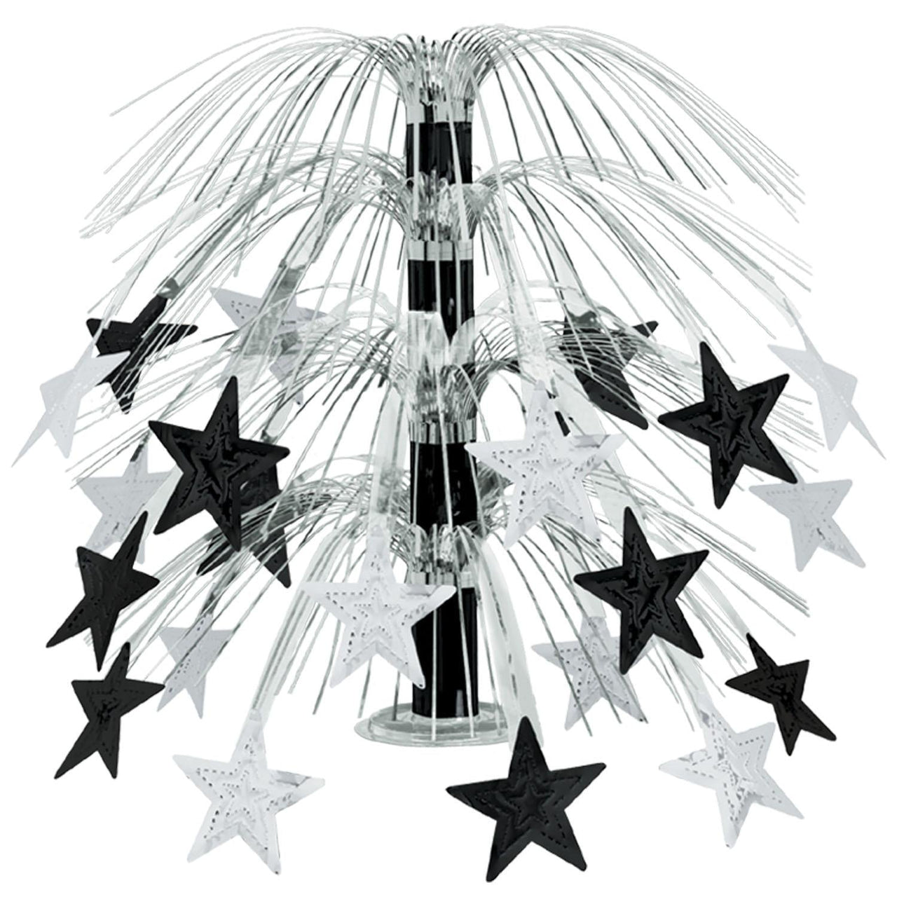 Star Cascade Party Centerpiece - black/silver - Bulk 6 Pack