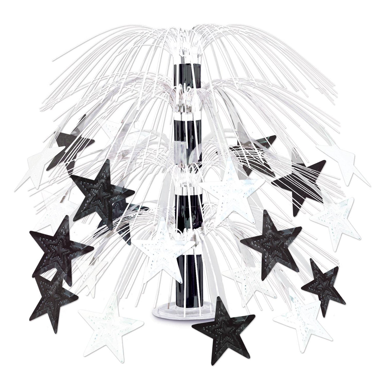 New Year's Eve Star Cascade Centerpiece - black/white - Bulk 6 Pack