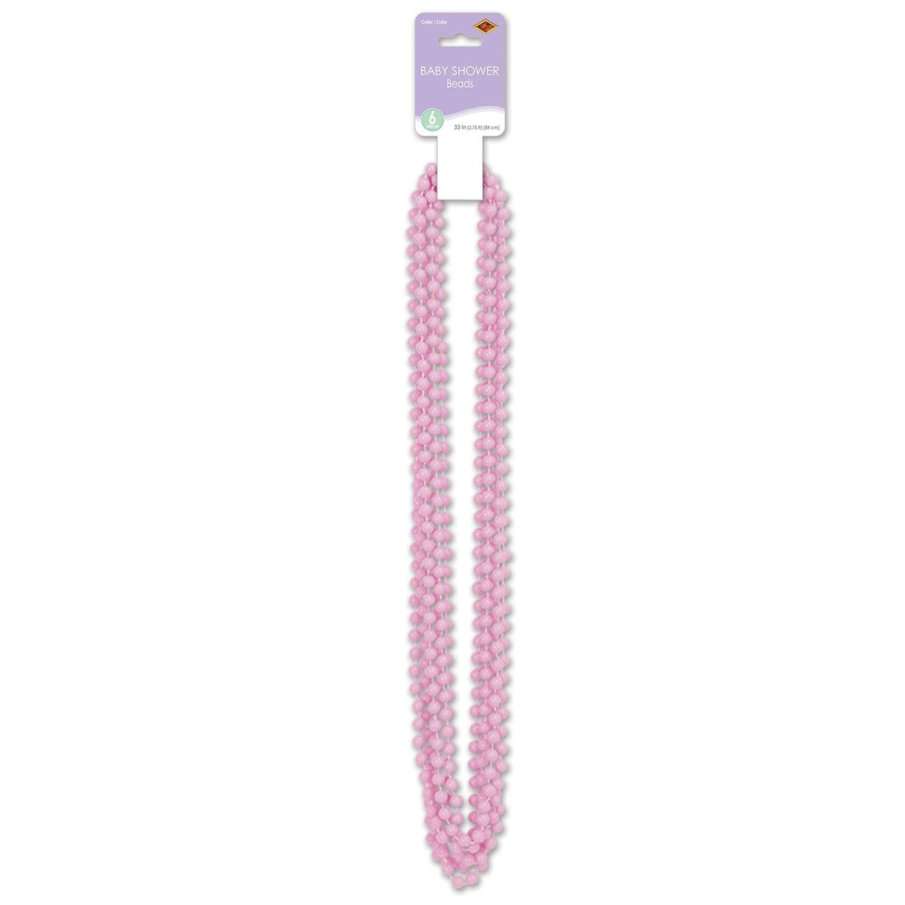 Baby Shower Bead Necklaces Pink - Bulk 72 Pack