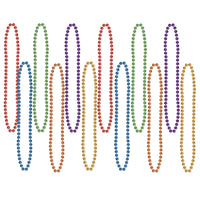 33 Inch - Party Bead Necklaces - Small Round Asst Colors - Bulk 144 Pack