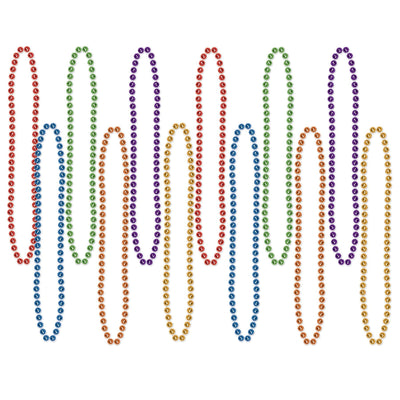 33 Inch - Party Bead Necklaces - Small Round Asst Colors - Bulk 144 Pack