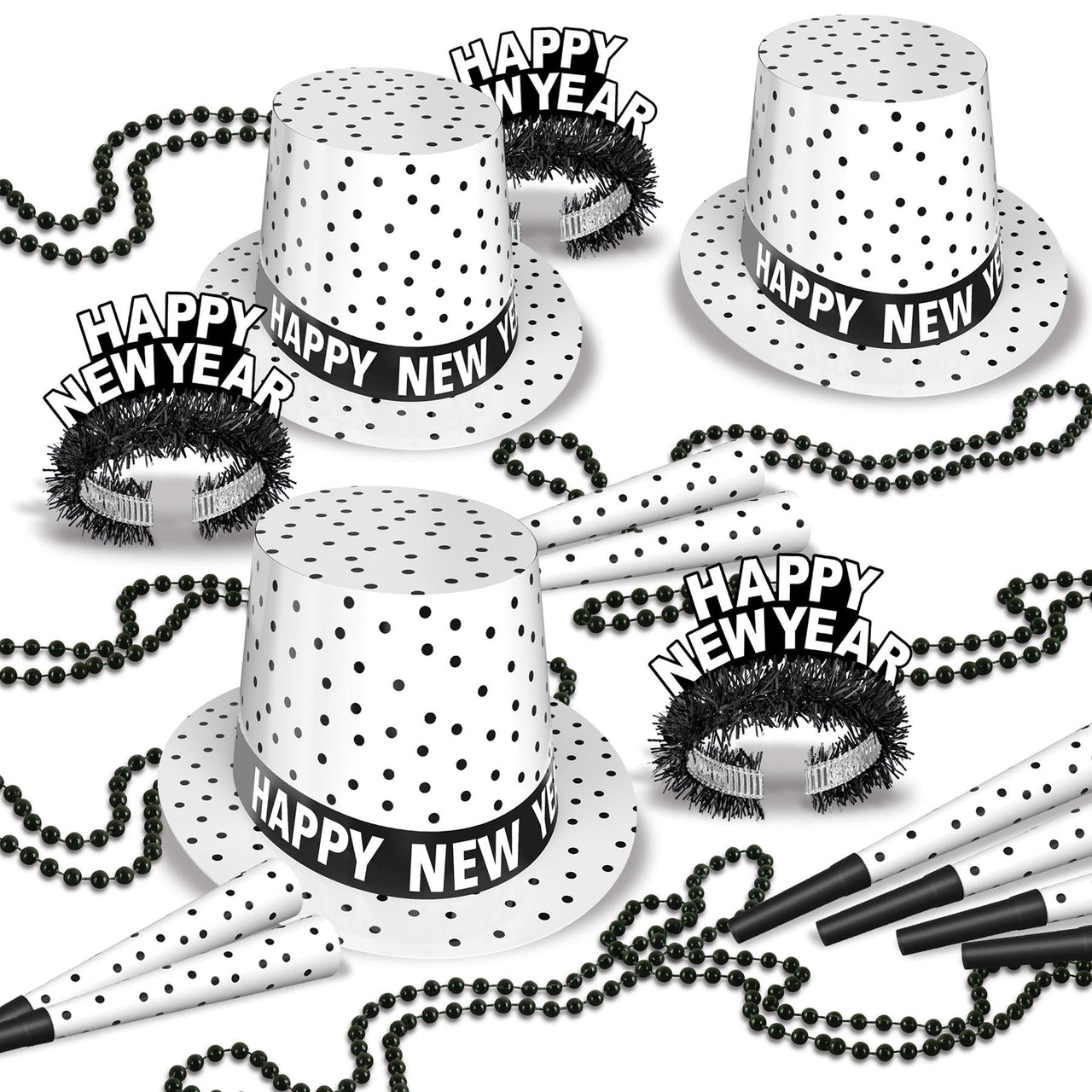 Party Bead Necklaces - Small Round - black