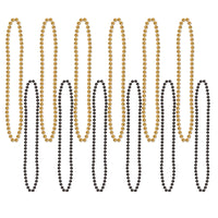 Party Bead Necklaces - Small Round black/gold - Bulk 144 Pack