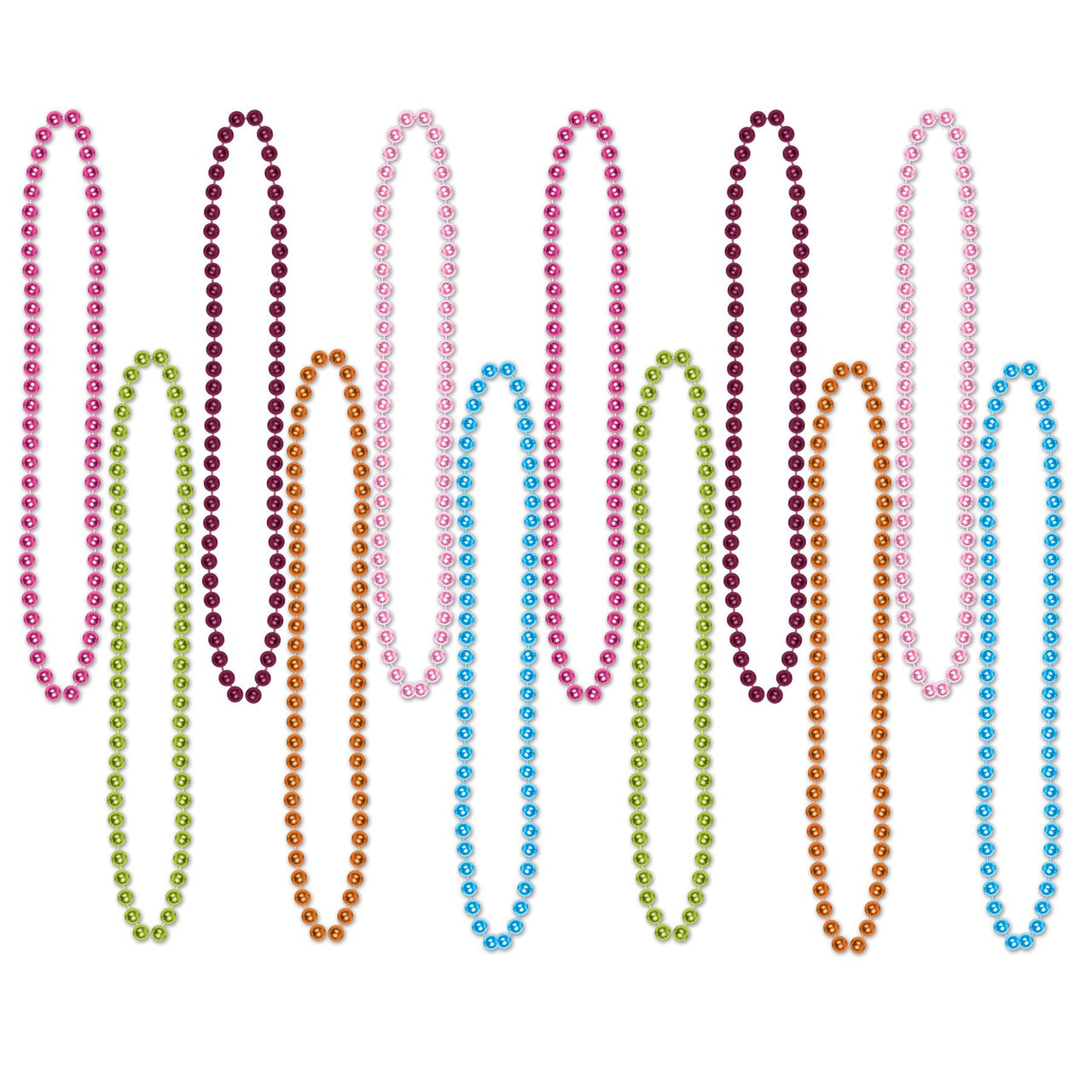 Party Bead Necklaces - Small Round Asst colors - Bulk 144 Pack