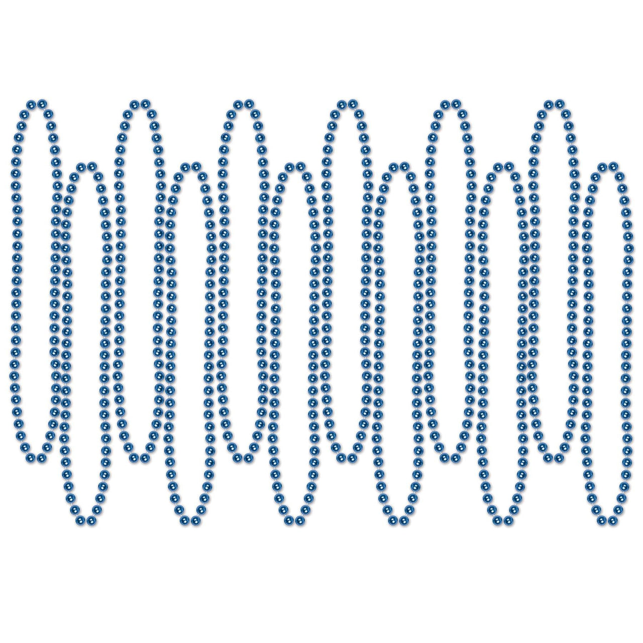 Party Bead Necklaces - Small Round blue - Bulk 144 Pack