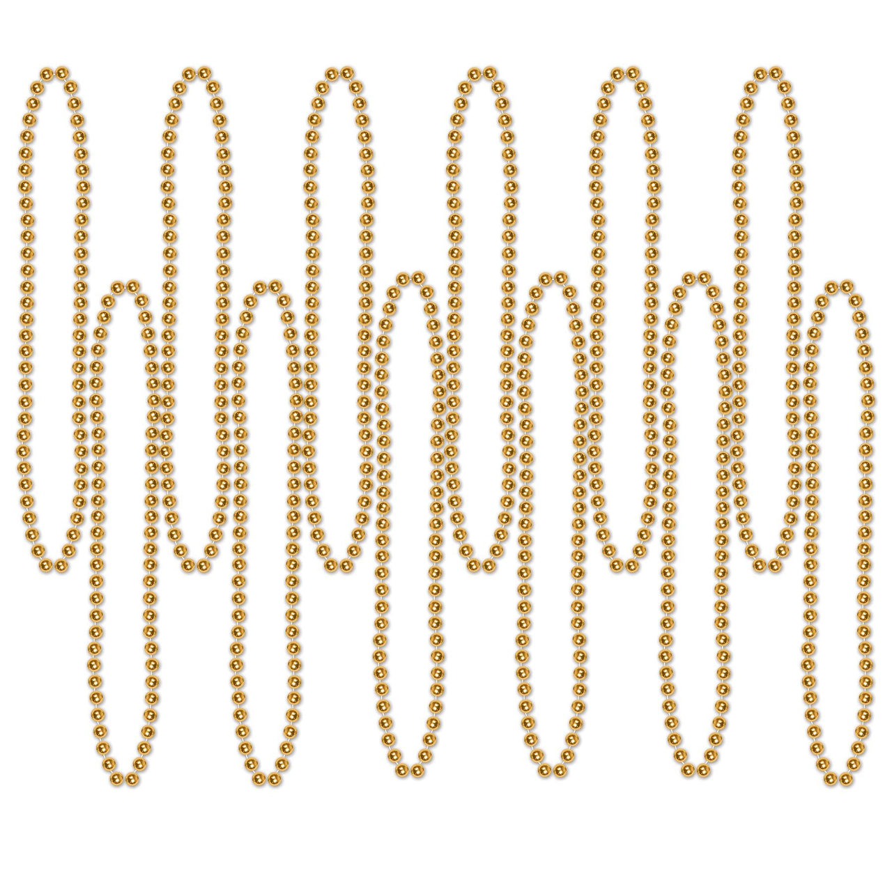 Party Bead Necklaces - Small Round gold - Bulk 144 Pack