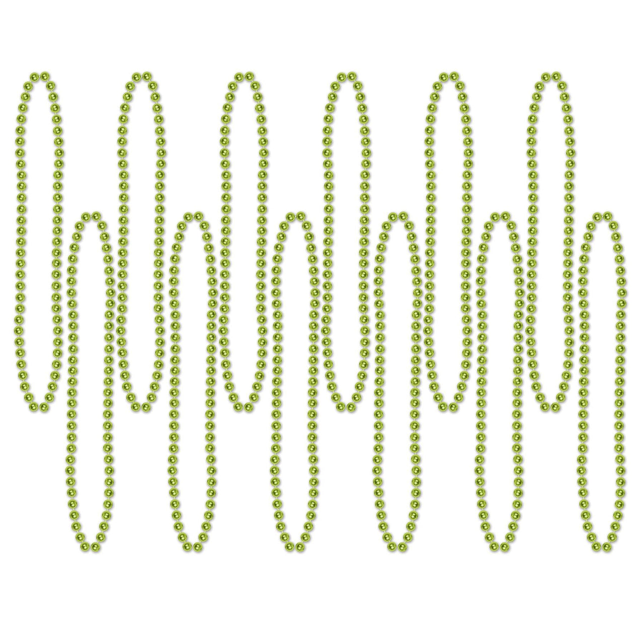 Party Bead Necklaces - Small Round Light green - Bulk 144 Pack