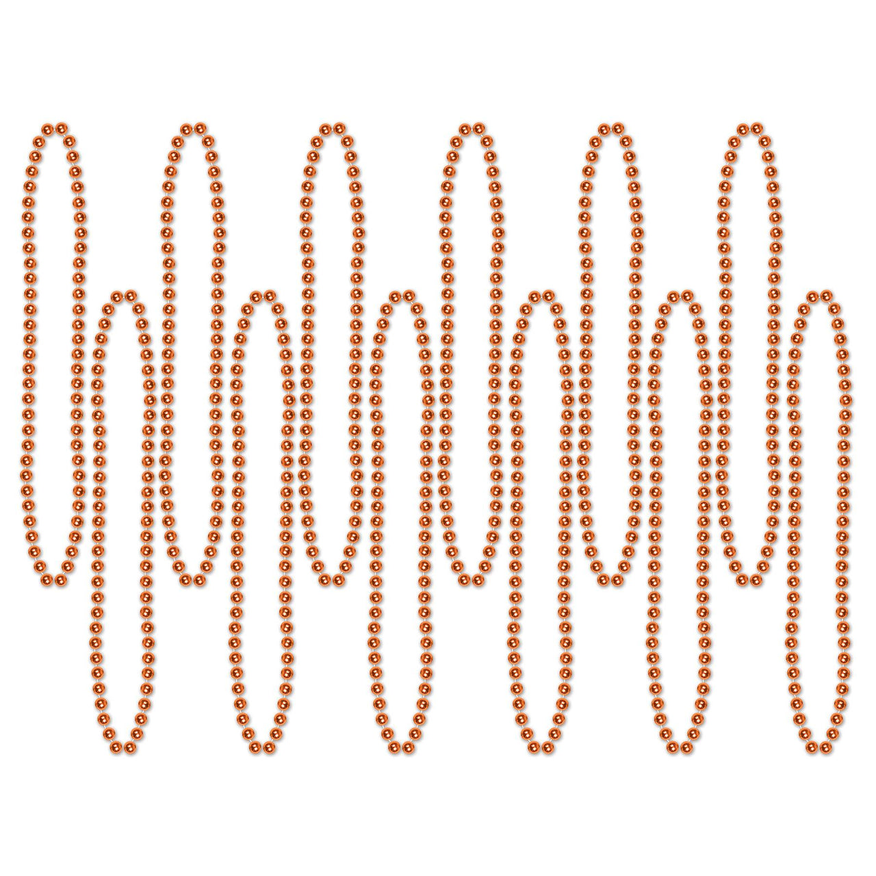 Party Bead Necklaces - Small Round orange - Bulk 144 Pack
