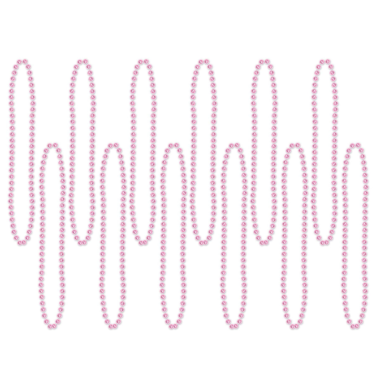 Party Bead Necklaces - Small Round pink - Bulk 144 Pack