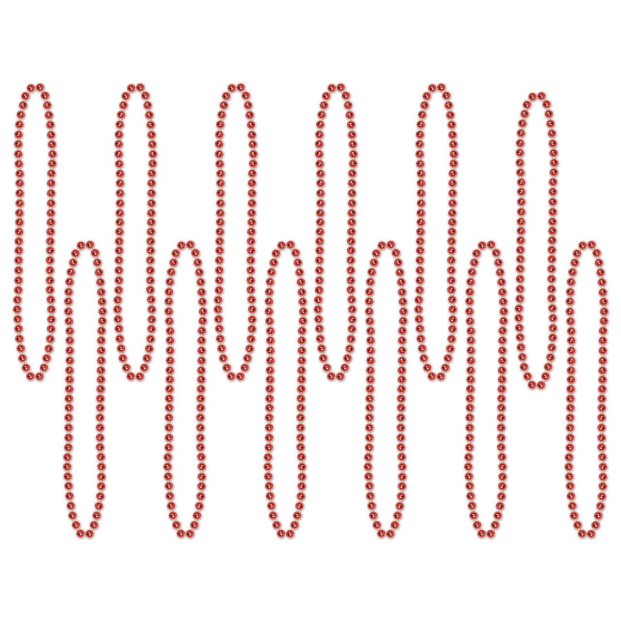 Party Bead Necklaces - Small Round red - Bulk 144 Pack