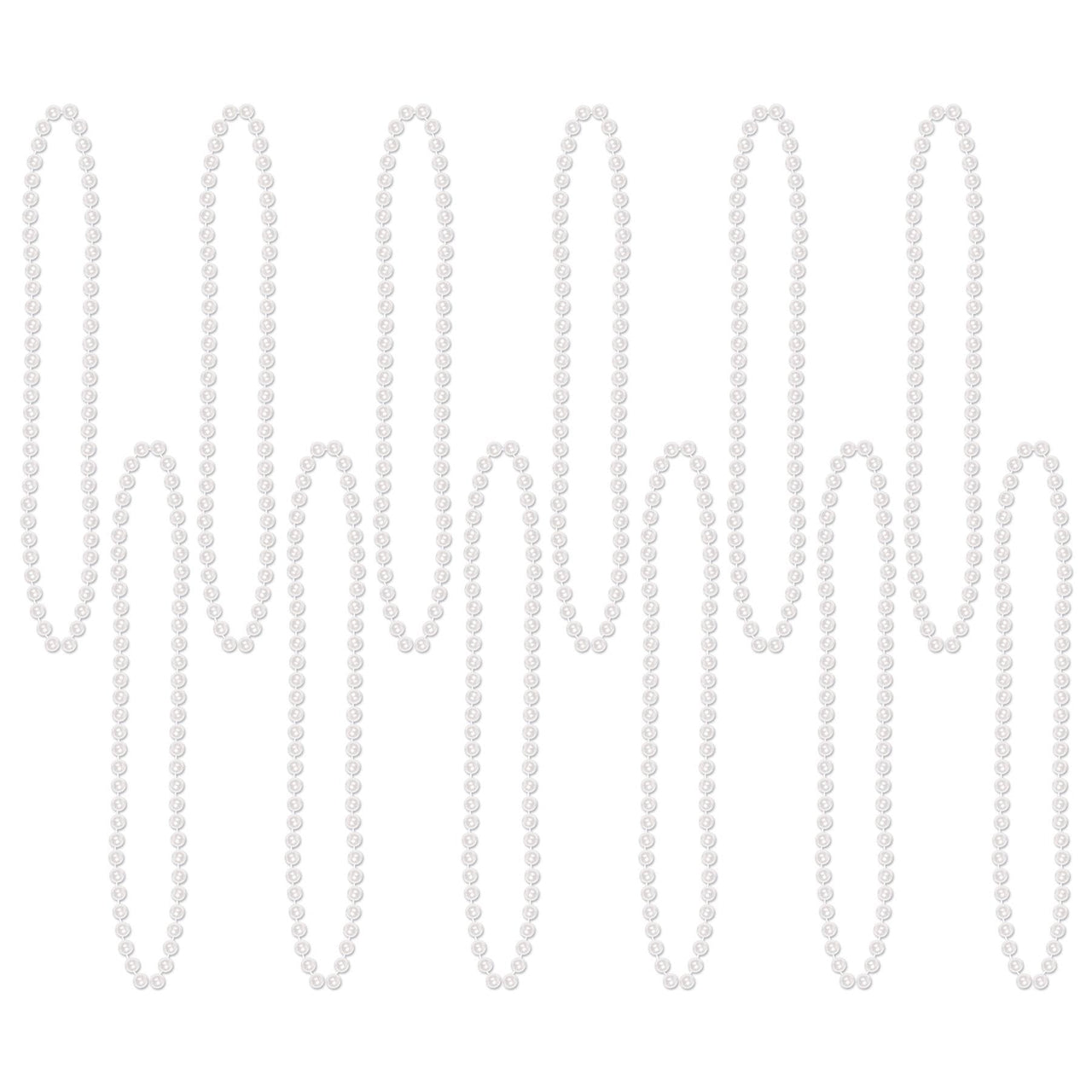 Party Bead Necklaces - Small Round white - Bulk 144 Pack