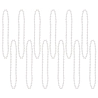 Party Bead Necklaces - Small Round white - Bulk 144 Pack