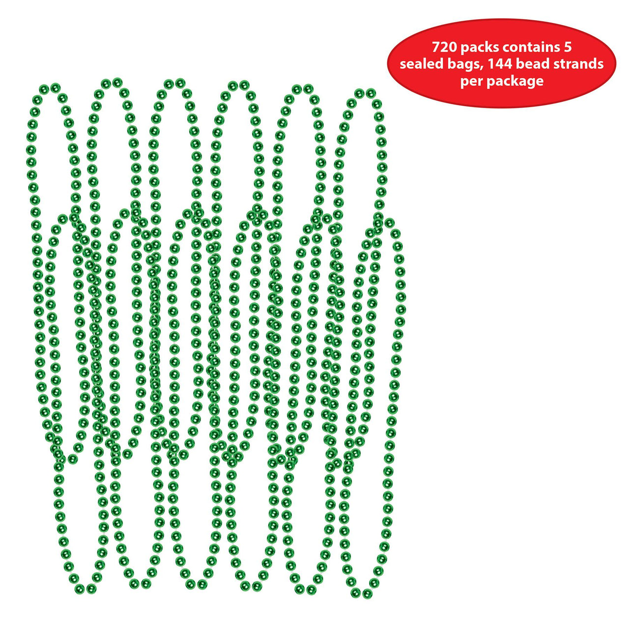 Bulk Party Bead Necklaces Small Round green (Case of 720) by Beistle