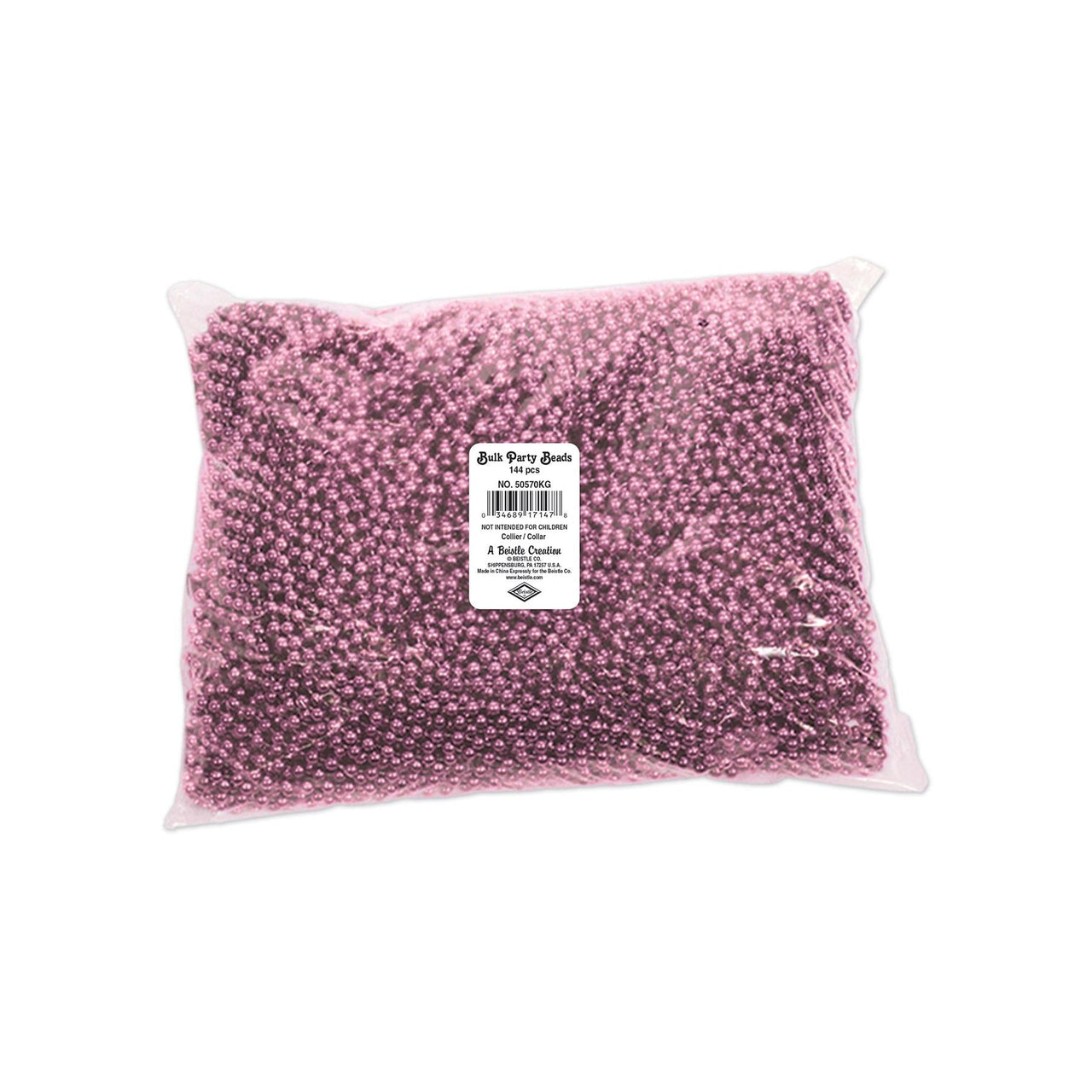 Party Accessories - Party Bead Necklaces - Small Round pink