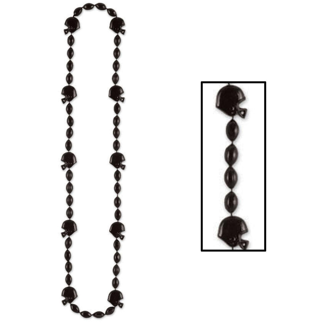 Football Party Bead Necklaces - Black - Bulk 12 Pack