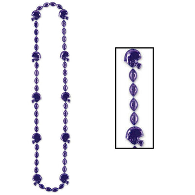 Football Party Bead Necklaces - Purple - Bulk 12 Pack