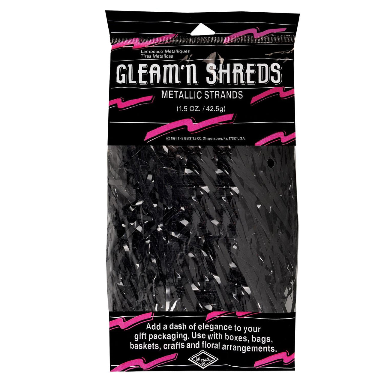 Party Gleam 'N Shreds Metallic Strands black (1.5 Oz per Pack) - Bulk/12 Packs