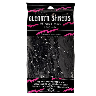 Party Gleam 'N Shreds Metallic Strands black (1.5 Oz per Pack) - Bulk/12 Packs