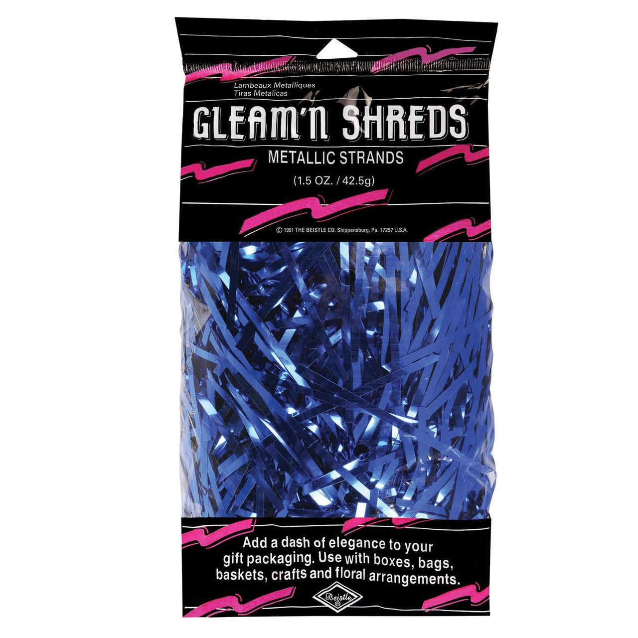 Gleam 'N Shreds Party Metallic Strands blue (1.5 Oz per Pack) - Bulk/12 Packs