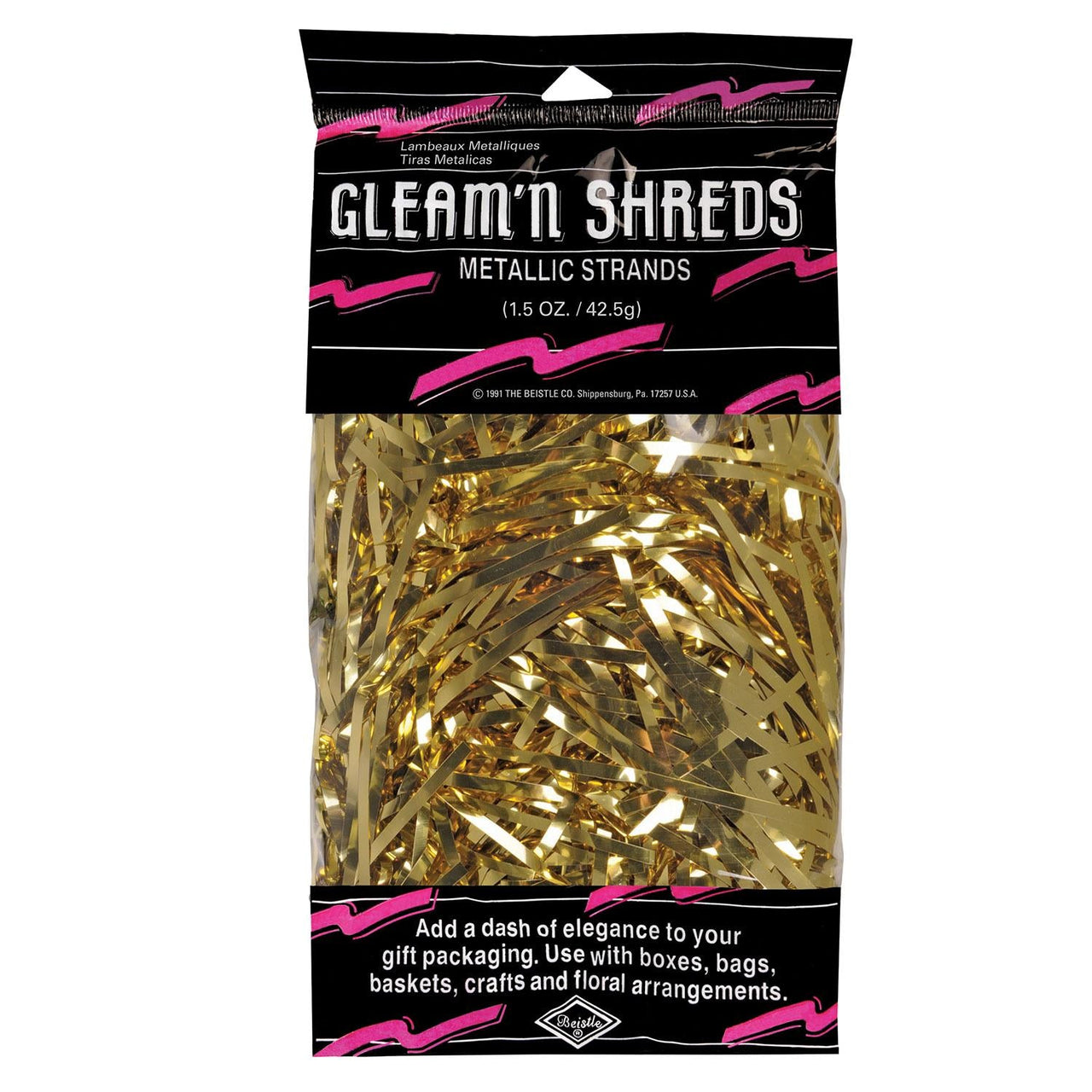Party Gleam 'N Shreds Metallic Strands gold (1.5 Oz per Pack) - Bulk/12 Packs