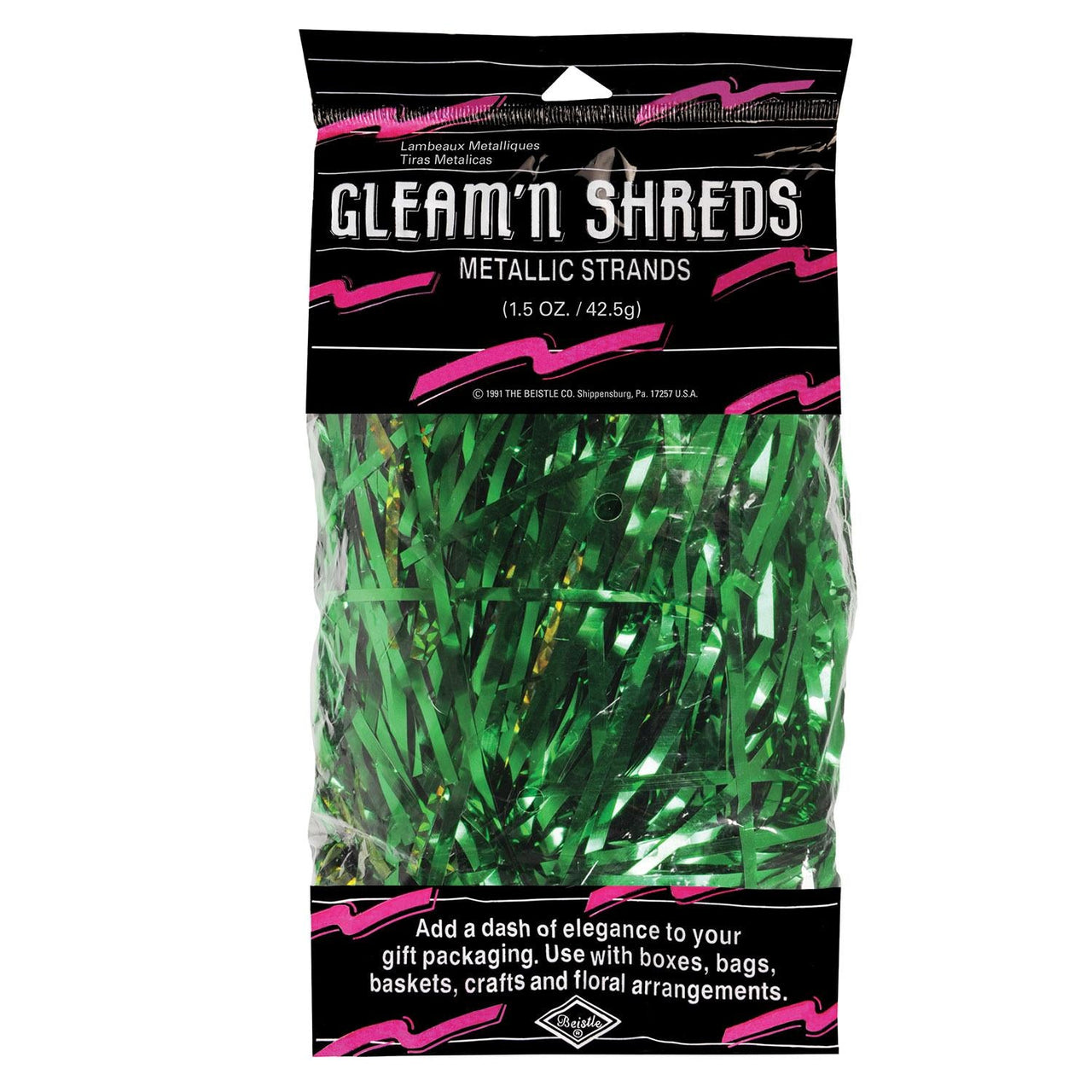 Party Gleam 'N Shreds Metallic Strands green (1.5 Oz per Pack) - Bulk/12 Packs
