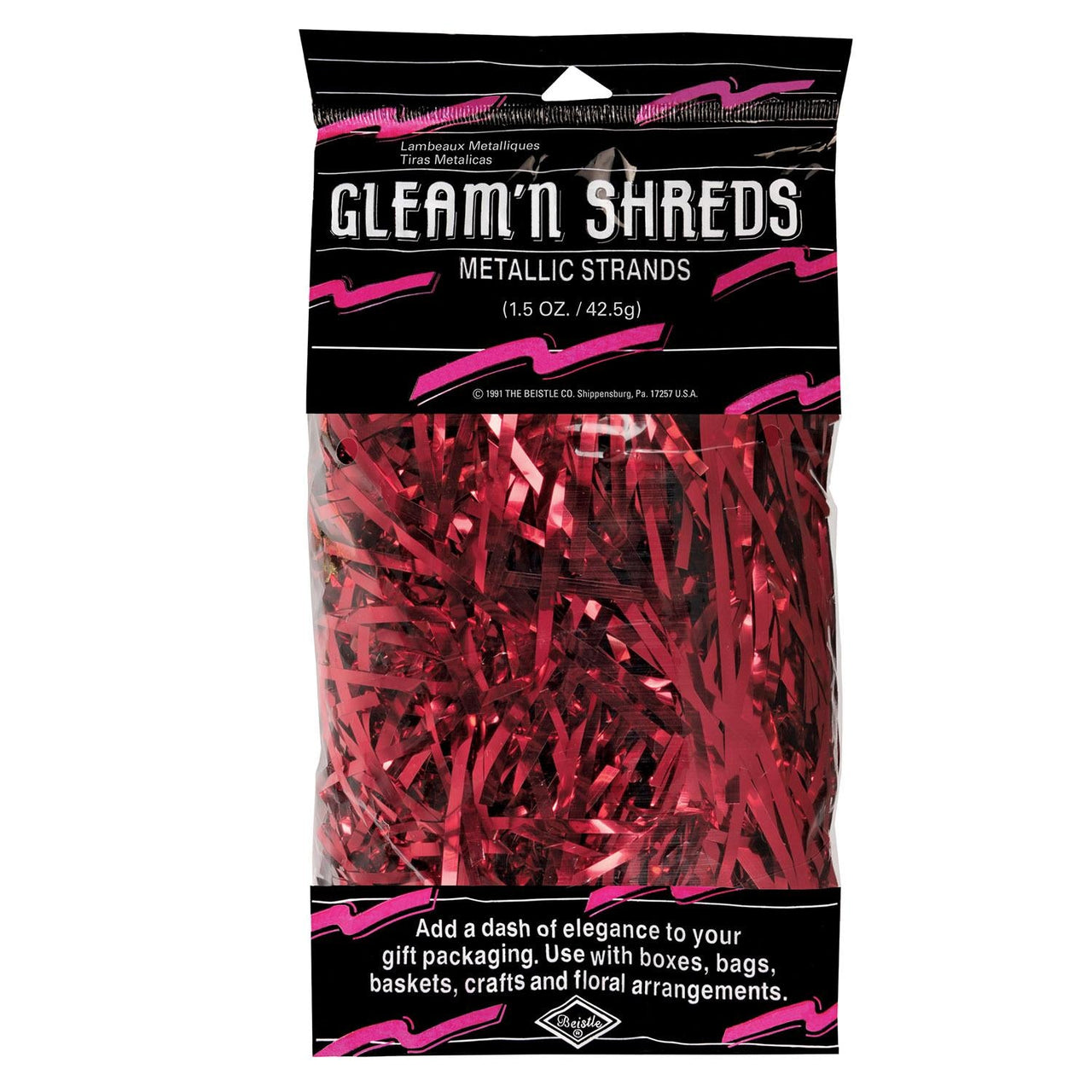 Party Gleam 'N Shreds Metallic Strands red (1.5 Oz per Pack) - Bulk/12 Packs