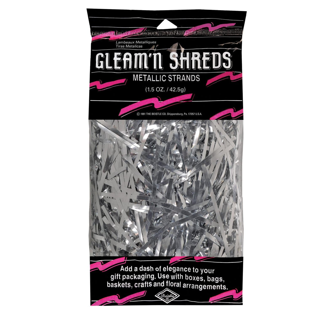 Party Gleam 'N Shreds Metallic Strands silver (1.5 Oz per Pack) - Bulk/12 Packs