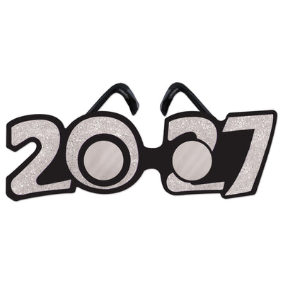 2027 Silver Glitter Eyeglasses - New Year & Graduation Party Favors