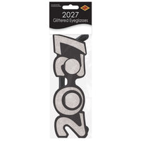 12 Pack Bulk 2027 Silver Glitter Eyeglasses New Year & Graduation Party Favors