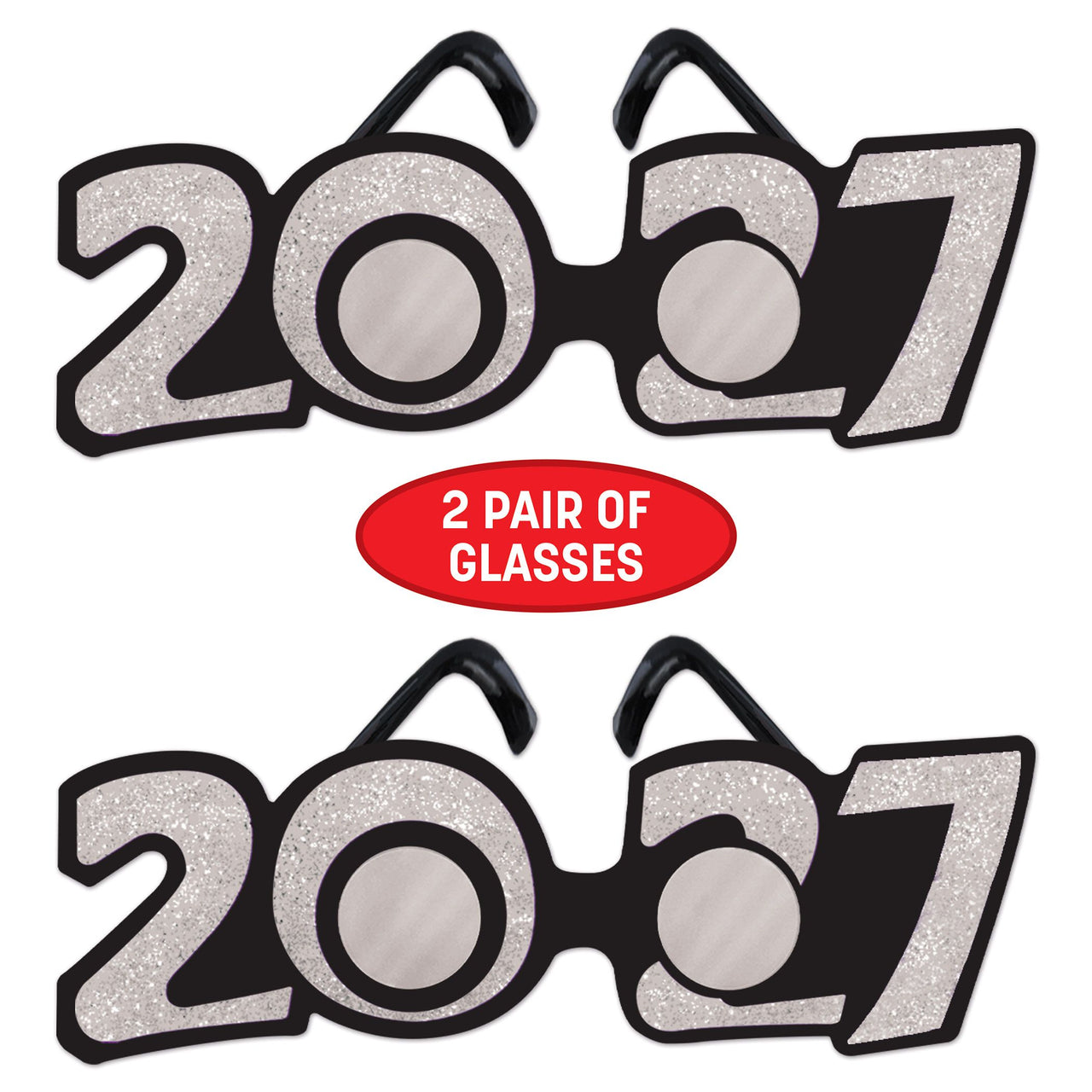 12 Pack Bulk 2027 Silver Glitter Eyeglasses New Year & Graduation Party Favors