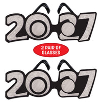 12 Pack Bulk 2027 Silver Glitter Eyeglasses New Year & Graduation Party Favors
