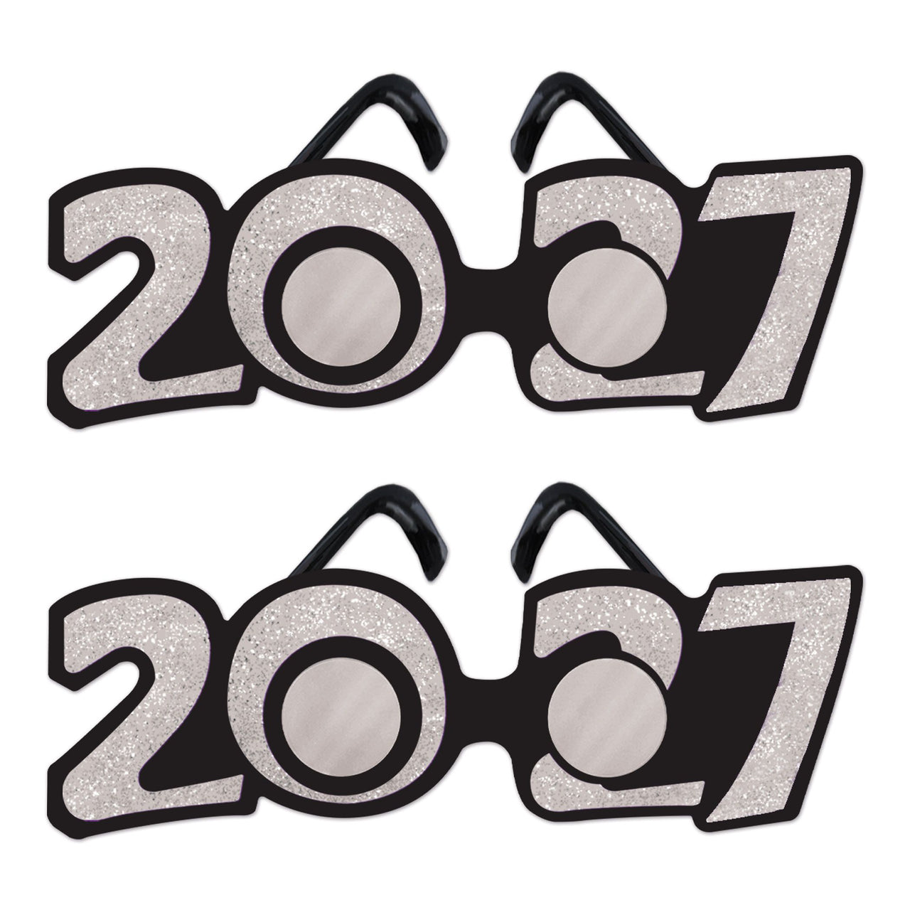 12 Pack Bulk 2027 Silver Glitter Eyeglasses New Year & Graduation Party Favors
