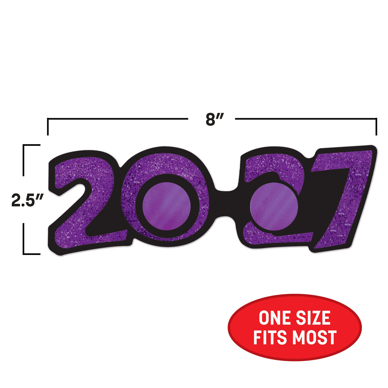 12 Pack Bulk 2027 Glitter Eyeglasses Assorted Colors, One Size Fits Most